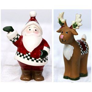 Reindeer Santa Claus Miniature Mini Figurines 2" Free Standing Christmas Holiday